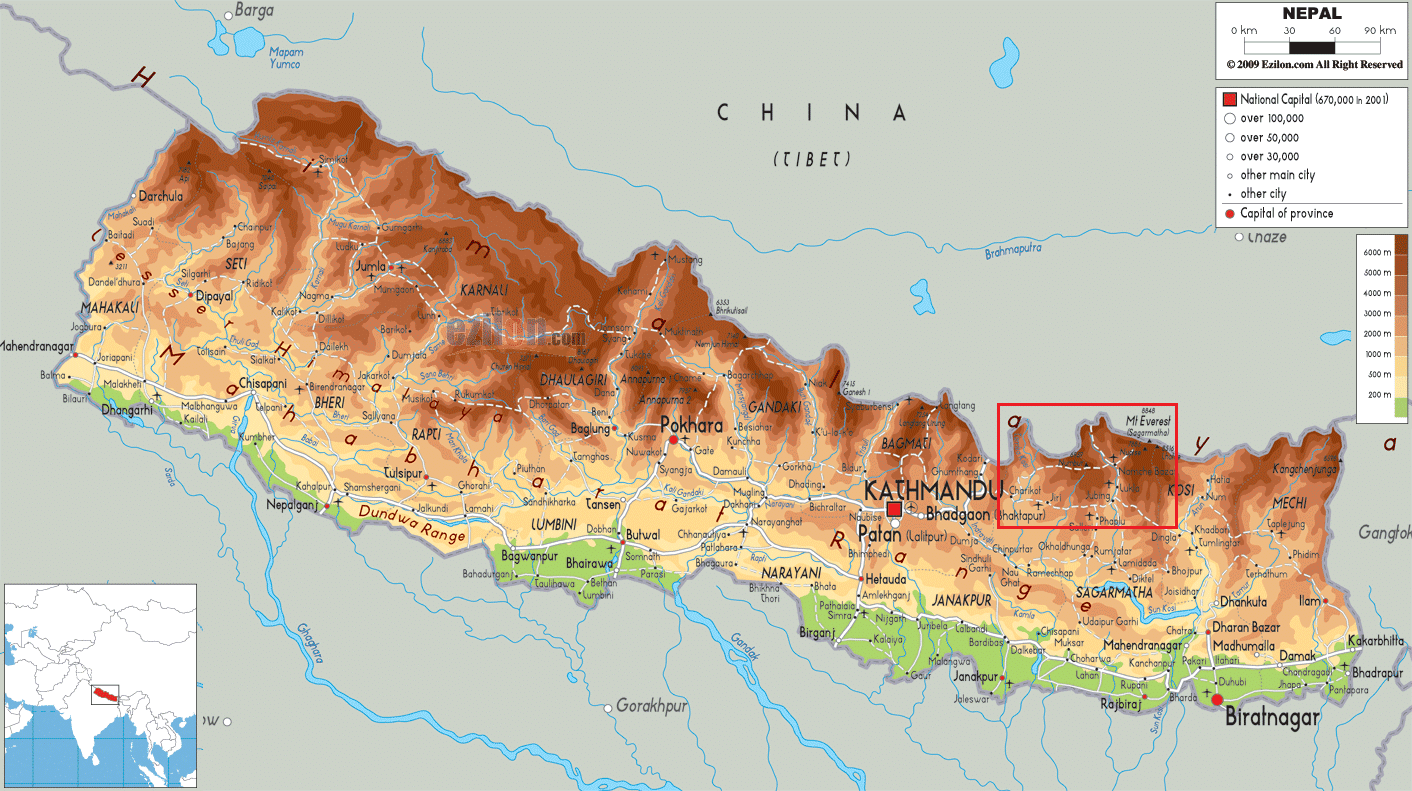 mapa de nepal