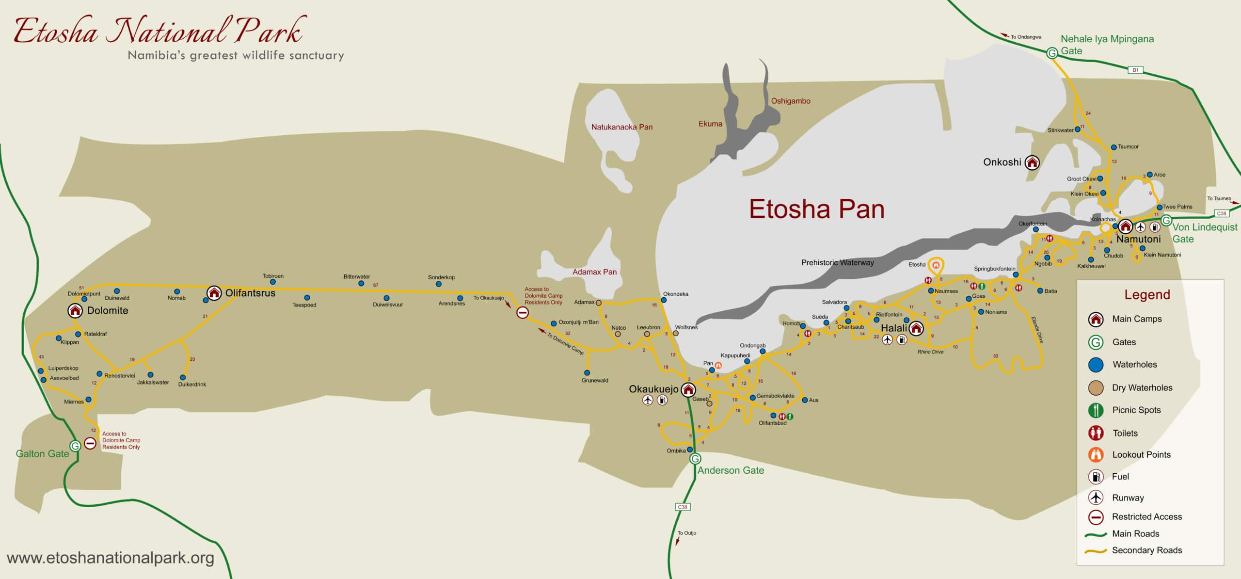 mapa de etsoha national park