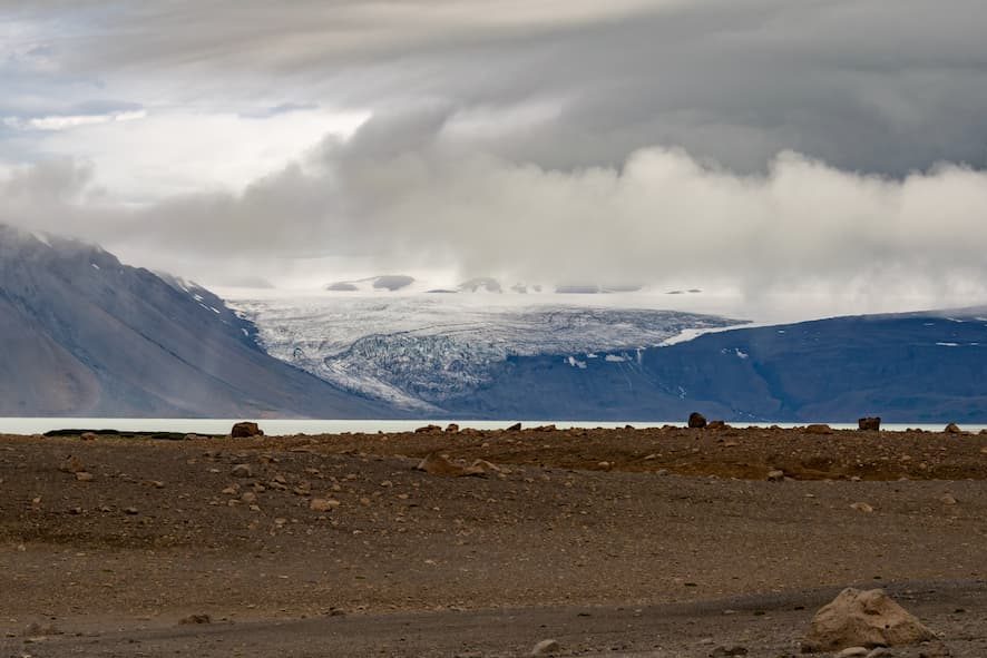 Vistas del glaciar Langjökull desde la (F)35