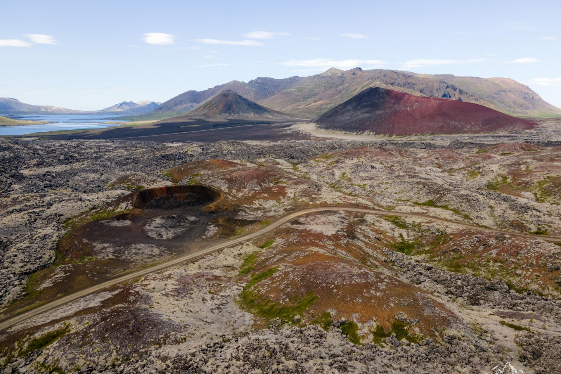 Vista aérea del campo de lava de Berserkjahraun