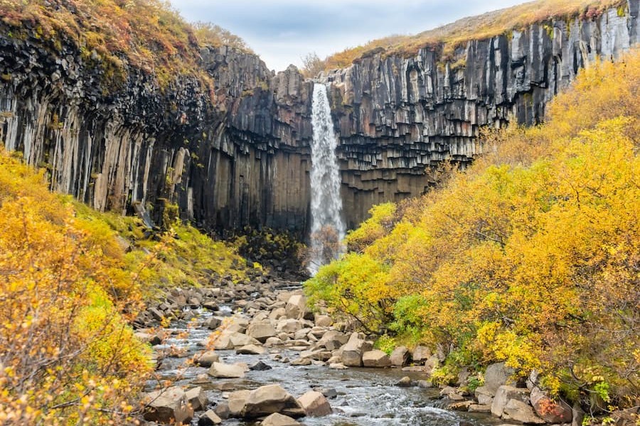 Paisaje otoñal en la costa sur de Islandia