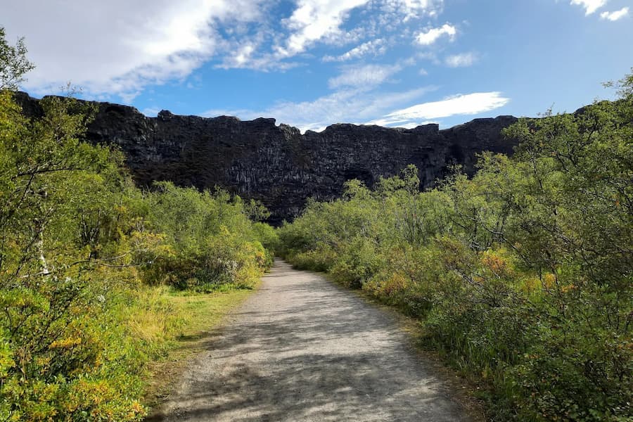 Sendero en el cañón de Ásbyrgi