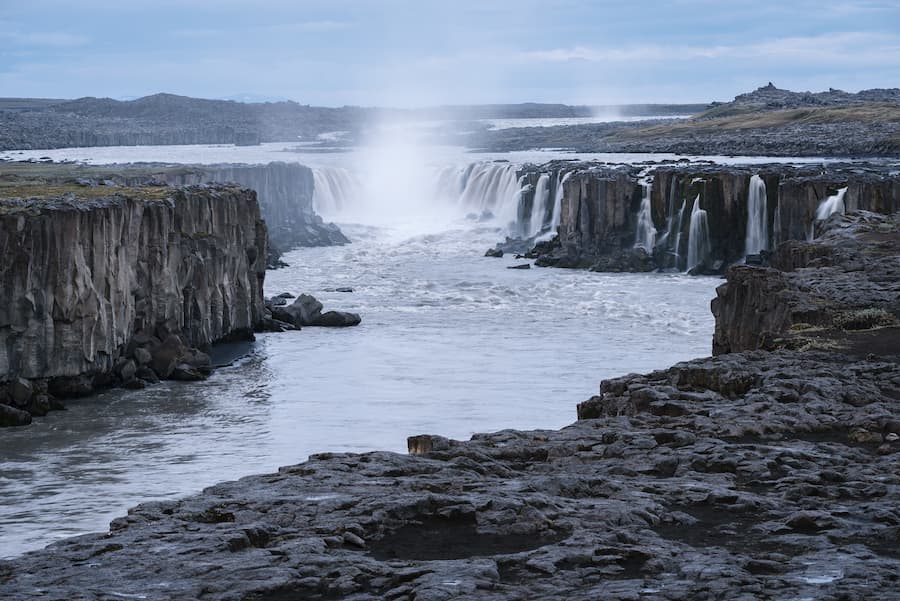 Vista panorámica de la cascada de Selfoss al norte de Islandia