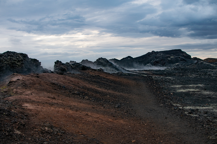 Fumarolas en la caldera de Krafla
