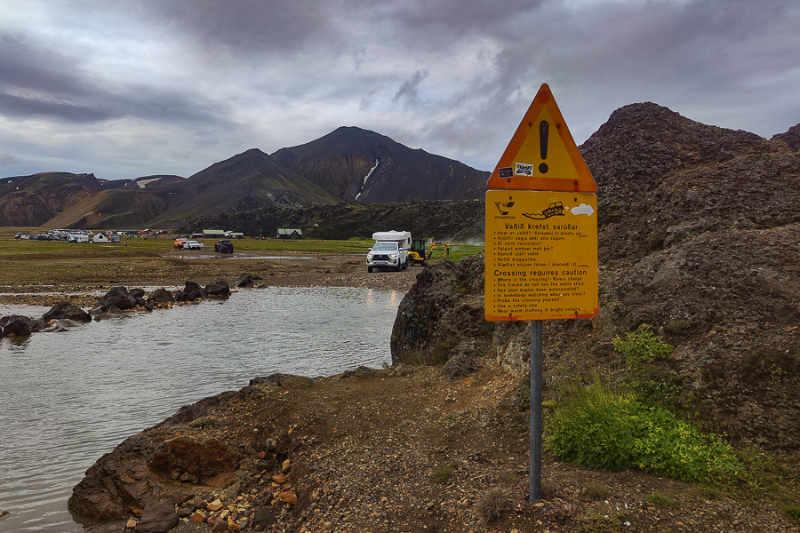 Cruce del río río Námskvísl en la F224 antes del camping de Landmannalaugar