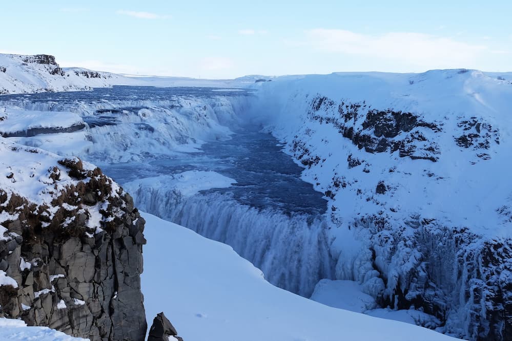 Gullfoss nevado en invierno